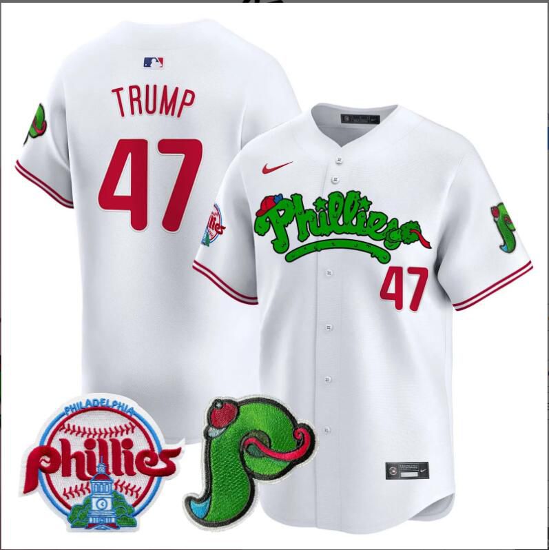 Men Philadelphia Phillies #47 Trump white Limited 2024 MLB Nike jersey